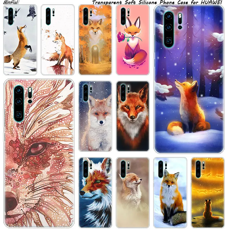 

Hot Animal fox Soft Silicone Phone Case for Huawei P30 P20 Pro P10 P9 P8 Lite 2017 P Smart Z Plus 2019 NOVA 3 3i Fashion Cover