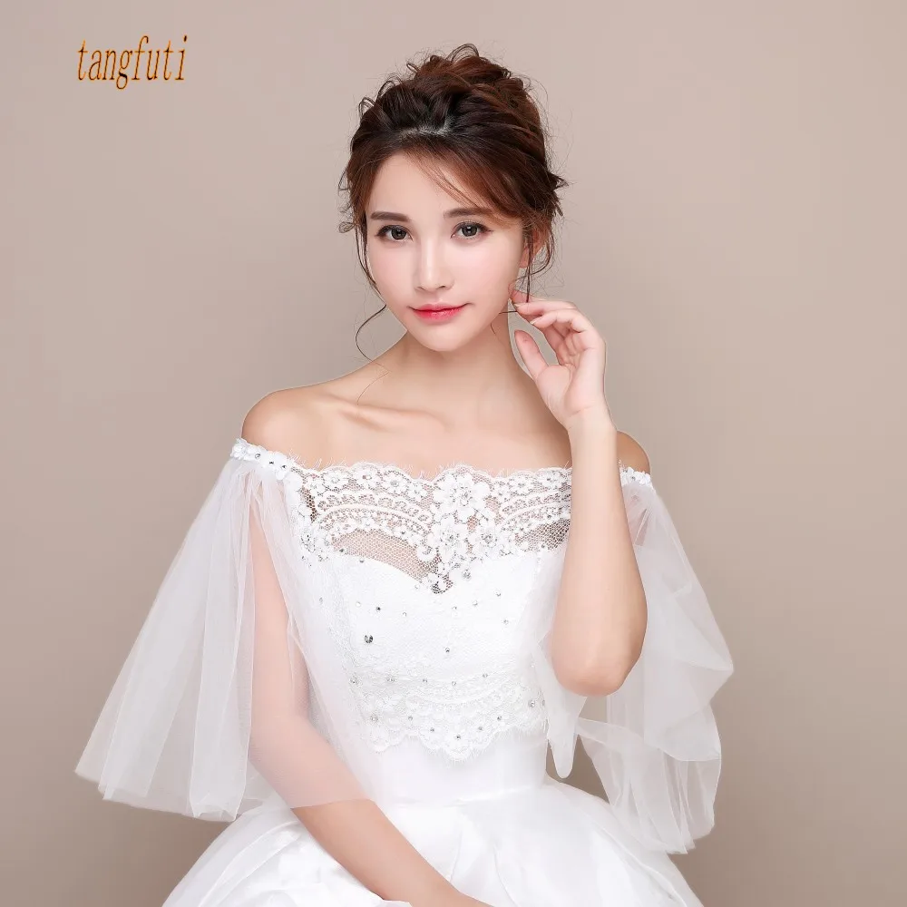2018 New Wedding Bolero With Sleeves Off The Shoulder Appliques Lace-up Back Short Bridal Jacket Bride Shrug For Women
2018 New Wedding Bolero With Sleeves Off The Shoulder Appliques Lace-up Back Short Bridal Jacket Bride Shrug For Women