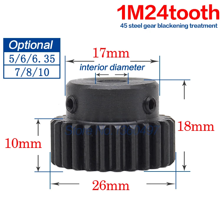 1M24Teeth Spur Gear Pinion Metal Alloy Steel Gear Major CNC Gear Rack Transmission RC Fixed Bore Dia 5/6/6.35/7/8/10mm
1M24Teeth Spur Gear Pinion Metal Alloy Steel Gear Major CNC Gear Rack Transmission RC Fixed Bore Dia 5/6/6.35/7/8/10mm