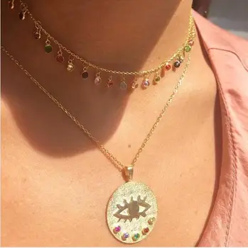 lucky symbol coin necklace gold color multi color cz fashion jewelry evil eye Boho style 2019 latest new arrived
lucky symbol coin necklace gold color multi color cz fashion jewelry evil eye Boho style 2019 latest new arrived