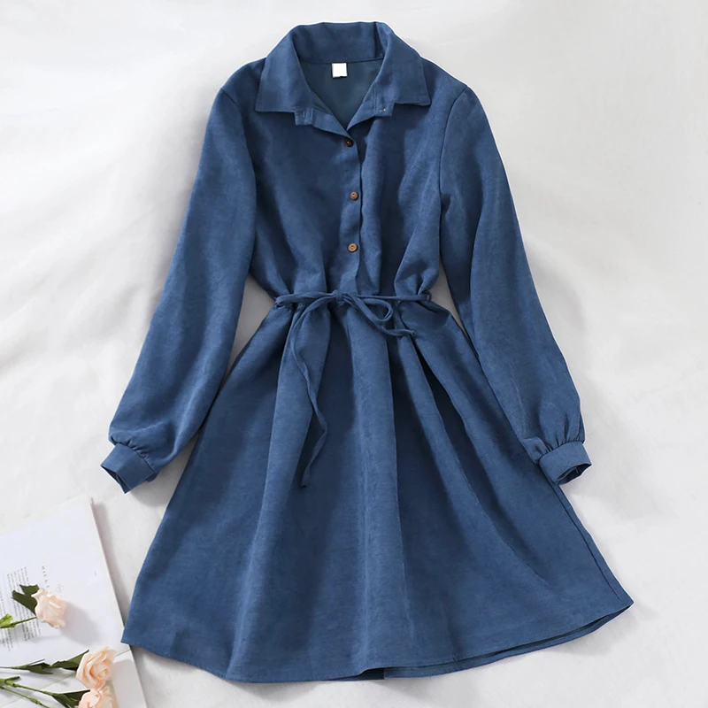 Women Autumn Winter Lantern Sleeve Button Bow Dress Vintage Slim High Waist Lace Up Bandage Pullover Cotton Blended Midi Dresses
Women Autumn Winter Lantern Sleeve Button Bow Dress Vintage Slim High Waist Lace Up Bandage Pullover Cotton Blended Midi Dresses