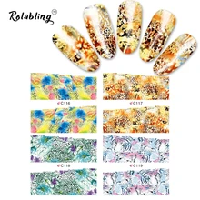 Rolabling Del Leopardo di Serie Della Copertura Completa Autoadesivo Del Chiodo di Trasferimento Dell'acqua decalcomanie Su Decorazione Del Chiodo Adesivi Per unghie accessori avvolge(China)