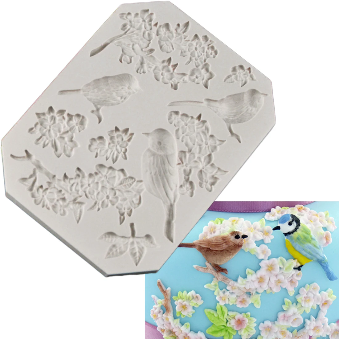 Горячая Sugarcraft силиконовая форма для птиц и цветов помадка инструменты украшения