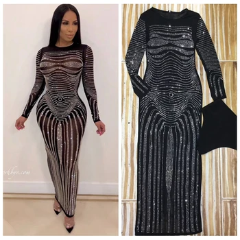 2019 New Arrival Fashion Black Beading Maxi Dress High Quality Long Sleeve Sheer Mesh Dress Celebrity Evening Party Vestidos
2019 New Arrival Fashion Black Beading Maxi Dress High Quality Long Sleeve Sheer Mesh Dress Celebrity Evening Party Vestidos