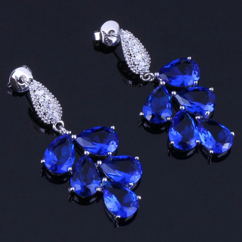 Brilliant Big Blue Cubic Zirconia White CZ Silver Plated Drop Dangle Earrings V0339
Brilliant Big Blue Cubic Zirconia White CZ Silver Plated Drop Dangle Earrings V0339