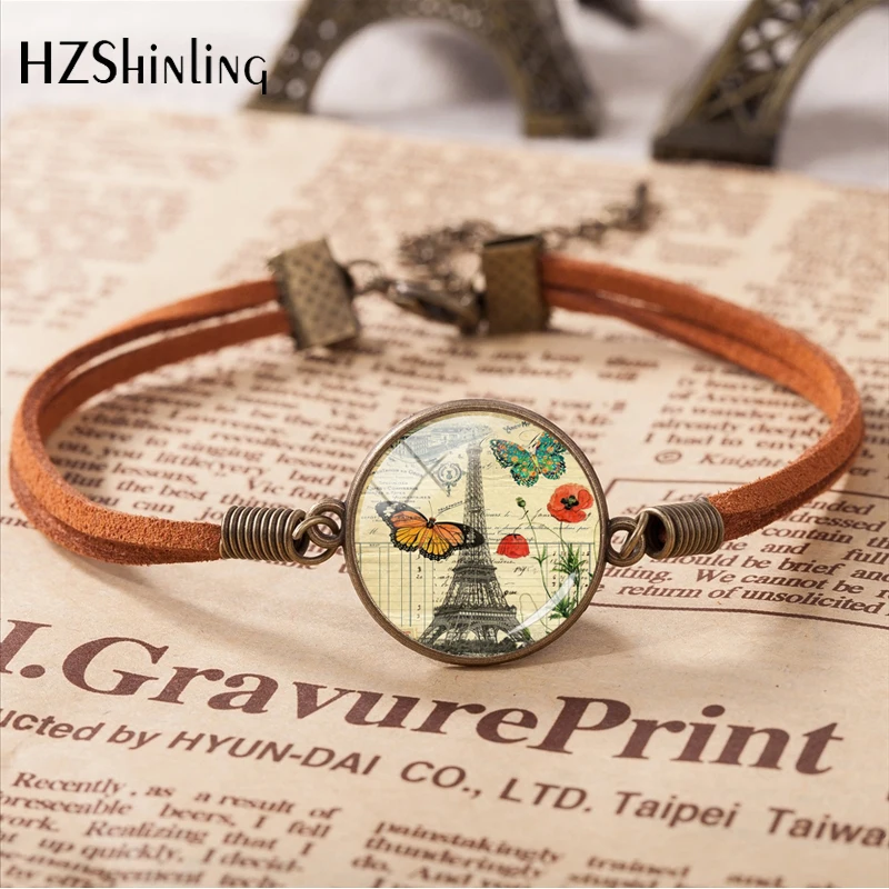 2018 New Arrival Vintage Butterfly With Tower of Paris Leather Bracelet Glass Round Bronze Chain Bracelet Jewelry Women Gift
2018 New Arrival Vintage Butterfly With Tower of Paris Leather Bracelet Glass Round Bronze Chain Bracelet Jewelry Women Gift