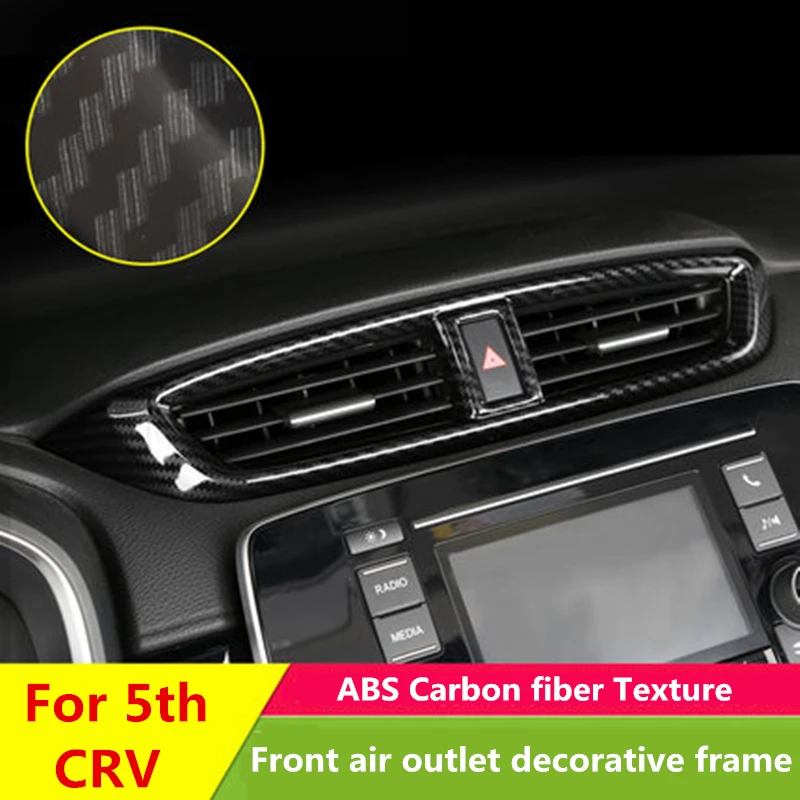 

Car Air Conditioning Vent Decorative Frame Patch ABS Carbon Fiber Center Console Sequin Sticker For Honda CRV CR-V 5th 2017 2018