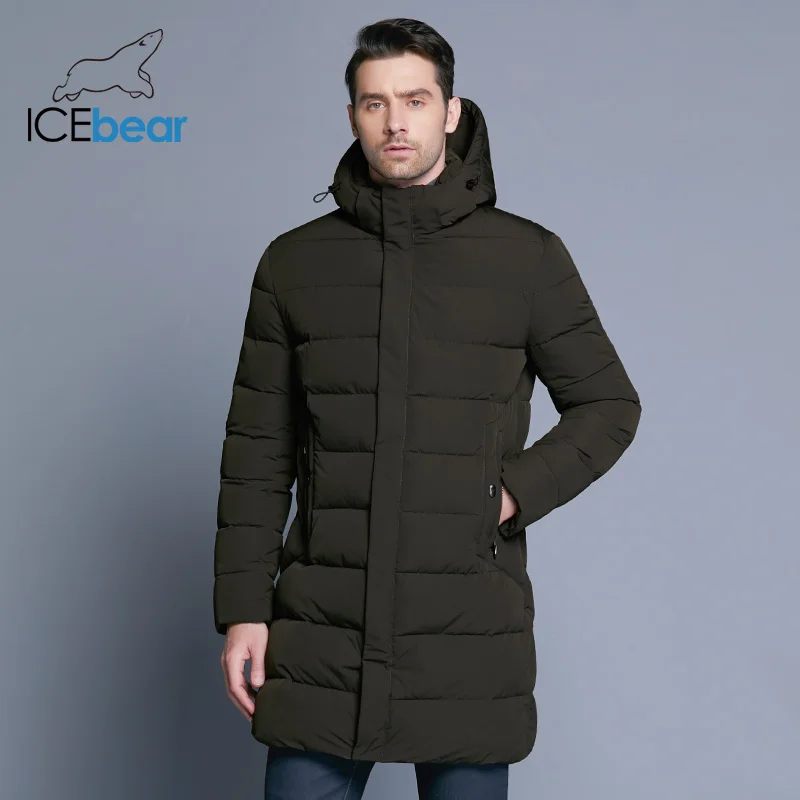 ICEbear 2019 зимняя куртка мужская шляпа съемная теплая повседневные Мягкие хлопковые