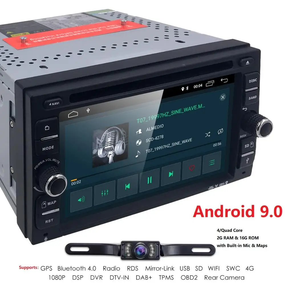 Новинка! Универсальный 2din Android9.0 автомобильный dvd-плеер GPS + Wifi Bluetooth радио