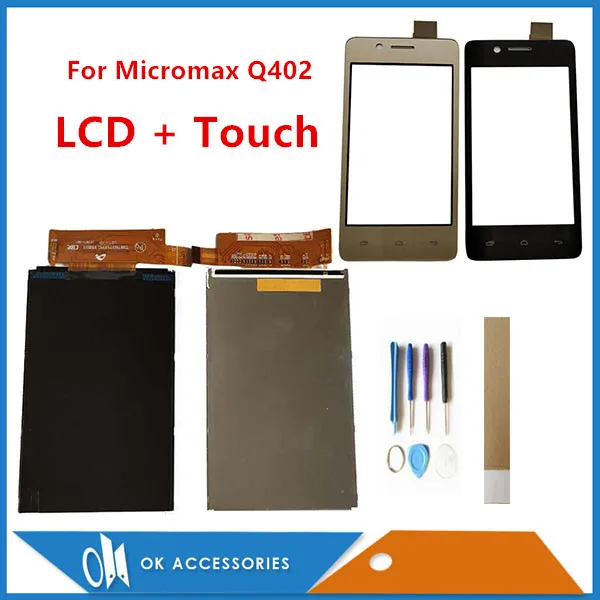 4 0 дюйма для Micromax Bolt Q402 Bharat 2 Раздельный сенсорный экран и ЖК дисплей черный