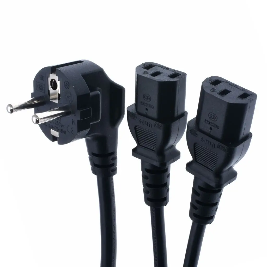 VDE Schuko CEE7/13 to 2XC13 Female Y Type Splitter Power Cord,Euro Power line cable.Angled custom
VDE Schuko CEE7/13 to 2XC13 Female Y Type Splitter Power Cord,Euro Power line cable.Angled custom