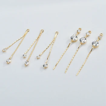 Bronze plated 18k gold zircon chain earrings pendant DIY earpiece material accessories 2 pieces
Bronze plated 18k gold zircon chain earrings pendant DIY earpiece material accessories 2 pieces