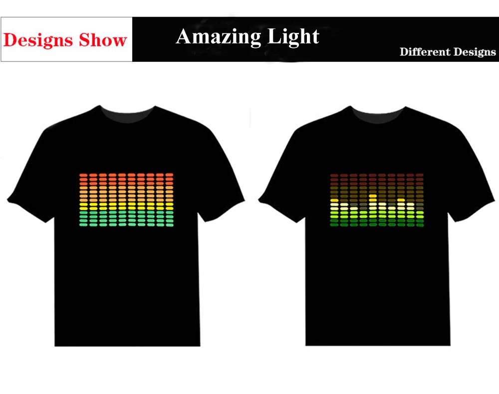 Горячая Распродажа звуковая активная футболка с эквалайзера подсветка
