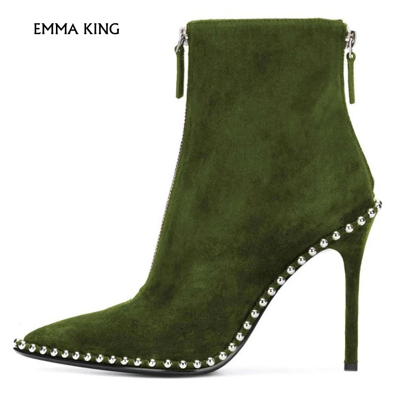 New Stud Pointy Toe Double Zip Stiletto Ankle Boots Fashion Green/Red Botas Mujer 2019 Party Shoes Woman Heels Ladies Plus Size
New Stud Pointy Toe Double Zip Stiletto Ankle Boots Fashion Green/Red Botas Mujer 2019 Party Shoes Woman Heels Ladies Plus Size