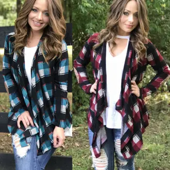 Women Long Sleeve Plaid Autumn New Top Casual Irregular Knitted Cardigan Outwear Coat
Women Long Sleeve Plaid Autumn New Top Casual Irregular Knitted Cardigan Outwear Coat