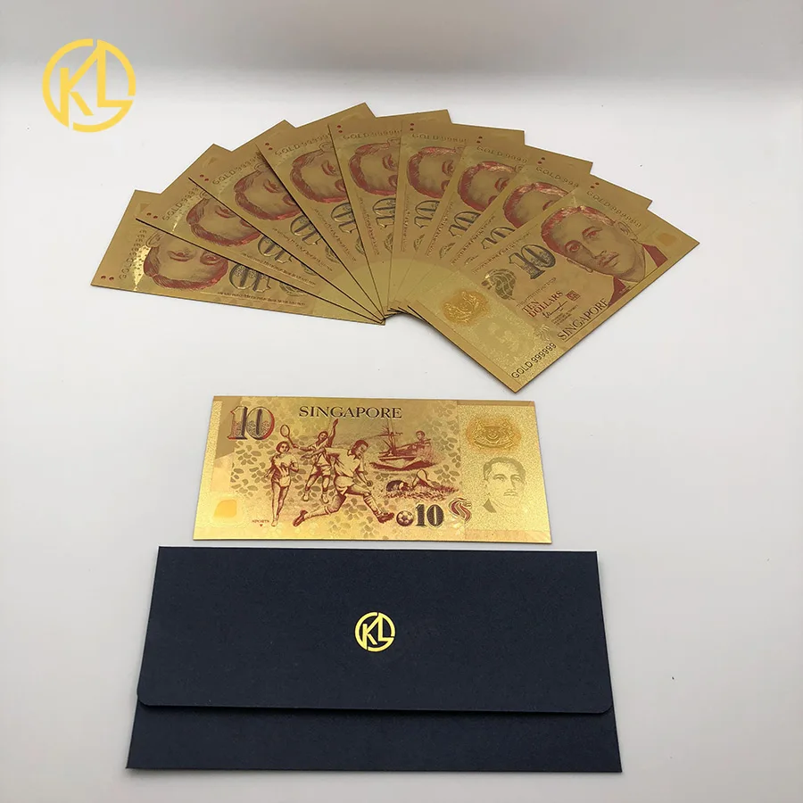 KL 10pcs 10 Singapore Dollar Gold 999999 Banknote for token money or Collection Decoration Birthday Business Gifts
KL 10pcs 10 Singapore Dollar Gold 999999 Banknote for token money or Collection Decoration Birthday Business Gifts