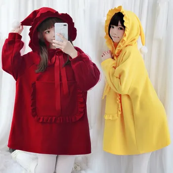 Lolita Style Spring Christmas Red Yellow Loose Plush Mini Woman Dress Ruffles Sweet New Hooded Cute Lovely Long Sleeve Dress
Lolita Style Spring Christmas Red Yellow Loose Plush Mini Woman Dress Ruffles Sweet New Hooded Cute Lovely Long Sleeve Dress