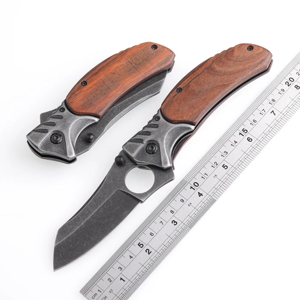 High Quality Utility Tactical Folding Knife 3CR13 Steel Blade Outdoor Survival Knives Wood Handle Self-defense Camping Knife
High Quality Utility Tactical Folding Knife 3CR13 Steel Blade Outdoor Survival Knives Wood Handle Self-defense Camping Knife