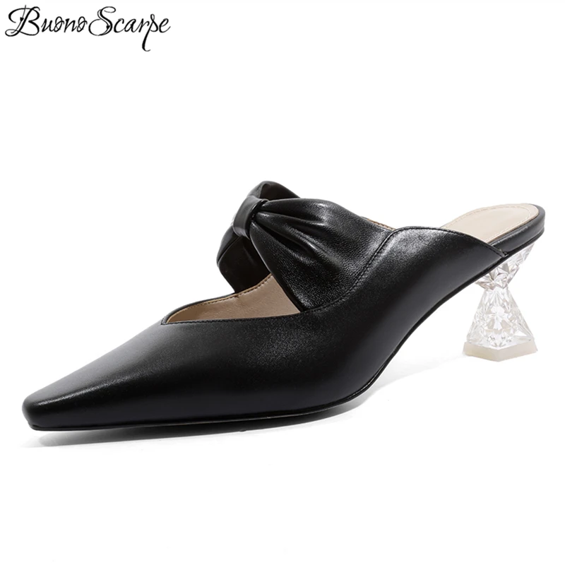Buono Scarpe Summer Pointed Toe Fashion Women Shoes Mature Genuine Leather Crystal Heels Slippers Mules Butterfly Know Slippers
Buono Scarpe Summer Pointed Toe Fashion Women Shoes Mature Genuine Leather Crystal Heels Slippers Mules Butterfly Know Slippers