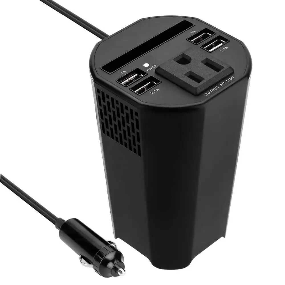 150W Car Cup Power Inverter 12V 220V 110V AC DC Converter 1 AC Outlet 4 USB Ports Car Styling Inverter for Tablet Laptop Phones
150W Car Cup Power Inverter 12V 220V 110V AC DC Converter 1 AC Outlet 4 USB Ports Car Styling Inverter for Tablet Laptop Phones