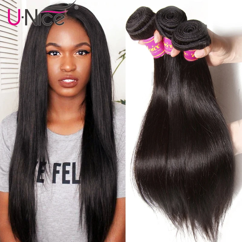 

UNICE HAIR Company Indian Straight Hair Bundles 1 Piece Human Hair Weaves 8-30inch Can Mix Length Remy Natural Hair Extensions