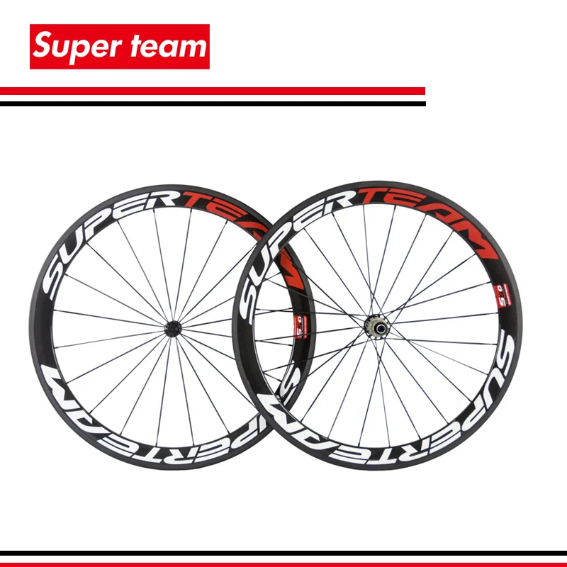 SuperTeam 50mm carbon clincher wheelset 700C carbon fiber bike wheels Glossy finish
SuperTeam 50mm carbon clincher wheelset 700C carbon fiber bike wheels Glossy finish