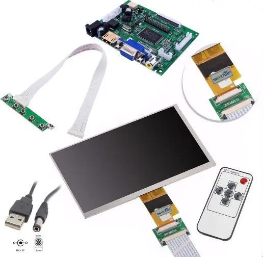 7" High Resolution 1024x600 Screen Display LCD TFT Monitor with Remote Driver Control Board 2AV HDMI VGA for Raspberry Pi
7" High Resolution 1024x600 Screen Display LCD TFT Monitor with Remote Driver Control Board 2AV HDMI VGA for Raspberry Pi