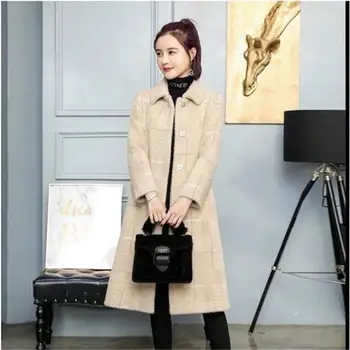 2019 Autumn Winter Women Plaid Thicken Faux Mink Cashmere Wool Coat Female Elegant Fluffy Woolen Overcoat Casaco Mujer K72
2019 Autumn Winter Women Plaid Thicken Faux Mink Cashmere Wool Coat Female Elegant Fluffy Woolen Overcoat Casaco Mujer K72