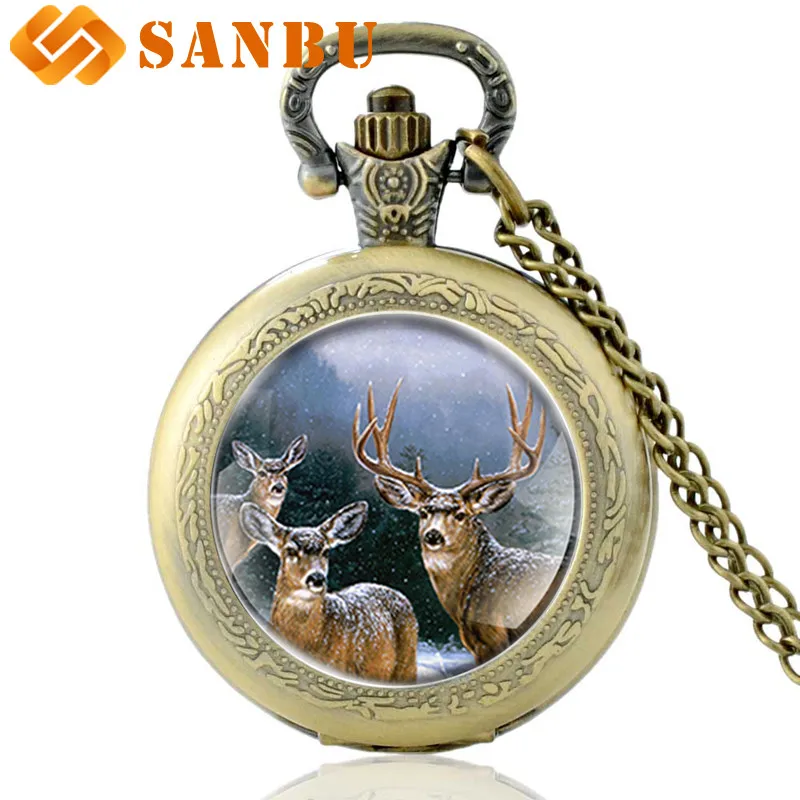 Vintage Bronze Elk Quartz Pocket Watch Retro Men Women Pendant Necklace Watches
Vintage Bronze Elk Quartz Pocket Watch Retro Men Women Pendant Necklace Watches