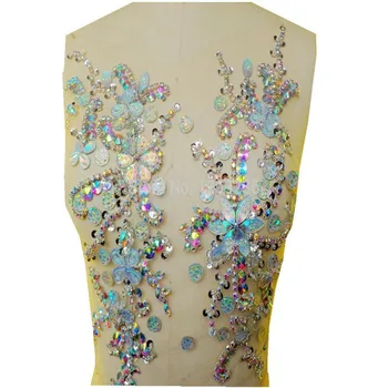 A177 Handmade crystal patches sew on clear AB colour Rhinestones applique with stones sequins beads 31*27cm
A177 Handmade crystal patches sew on clear AB colour Rhinestones applique with stones sequins beads 31*27cm