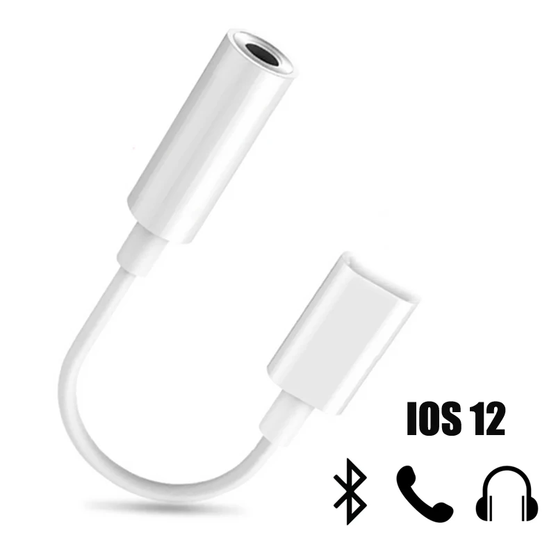 

100Pcs For Lightning to 3.5mm Headphone Adapter Audio Converter For iPhone X 7 8 Calling Listening Earphone Splitter IOS 12.3