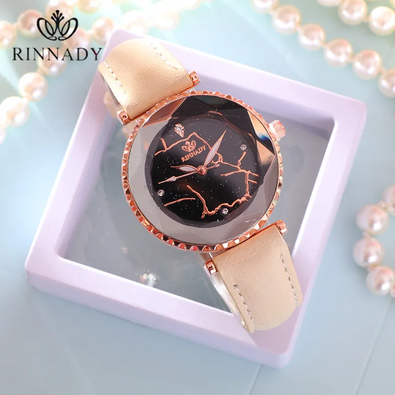 New Fashion Leather Women Watches 2018 Luxury Top Brand Rinnady Casual Starry sky Quartz Watch Clock Relogio Feminino | Наручные часы