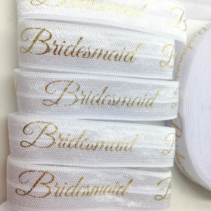Gold Foil Bridesmaid Fold Over Elastic 5/8" White FOE Ribbon for Wedding DIY Headwear Hair Accessories 10yards/lot
Gold Foil Bridesmaid Fold Over Elastic 5/8" White FOE Ribbon for Wedding DIY Headwear Hair Accessories 10yards/lot