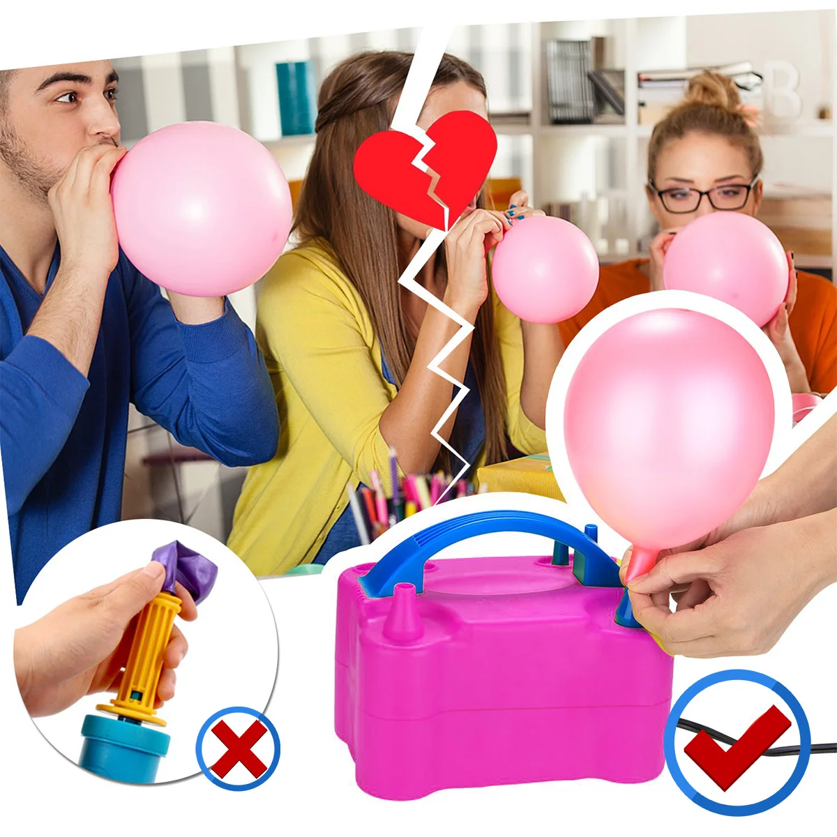High Quality Inflatable Pump Portable Double Air Hole Pump Electric Balloon Pump Electric Inflator Balloon Pump for Car Motor
High Quality Inflatable Pump Portable Double Air Hole Pump Electric Balloon Pump Electric Inflator Balloon Pump for Car Motor