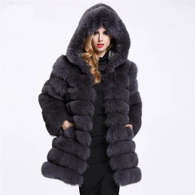 

ZADORIN 2019 Winter Luxury Faux Mink Fur Coat Hooded Women Thick Warm Fluffy Faux Fur Jacket Ladies Coats Black Pink Fur Pele