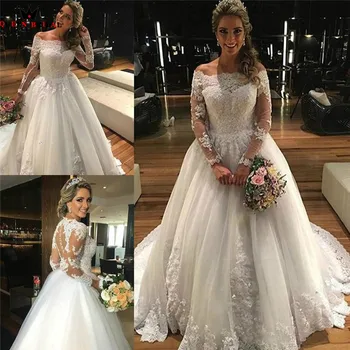 Vintage Wedding Dresses A-line Long Sleeve Tulle Lace Plus Size Elegant Wedding Gown Bridal Dress Custom Made YB140
Vintage Wedding Dresses A-line Long Sleeve Tulle Lace Plus Size Elegant Wedding Gown Bridal Dress Custom Made YB140