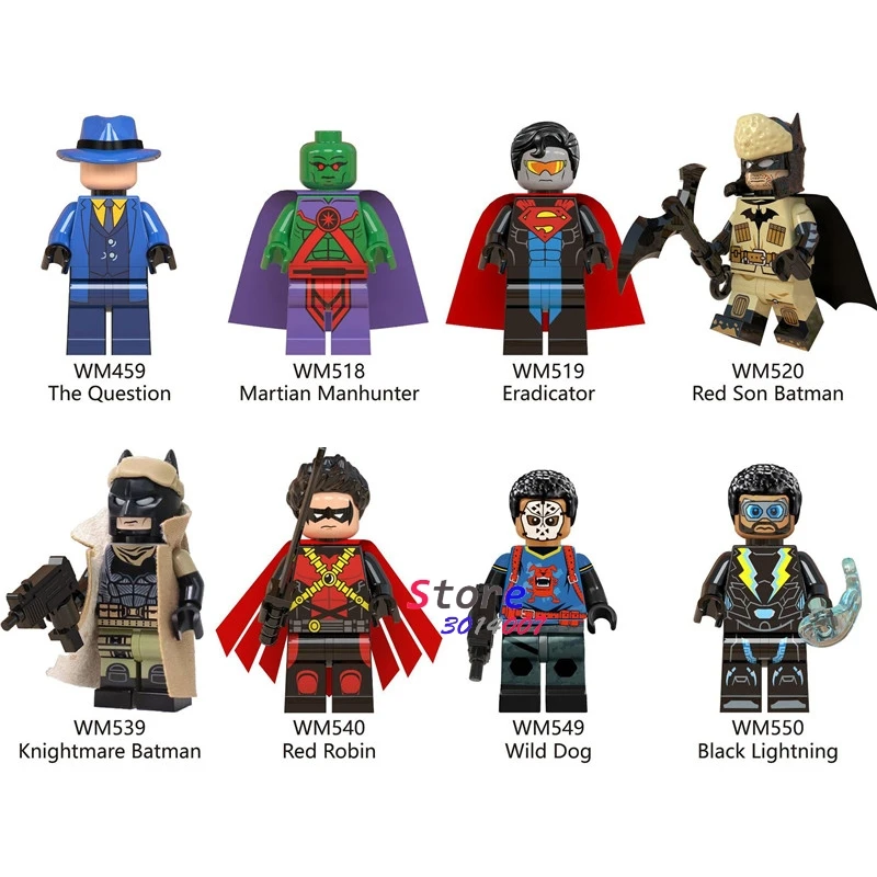Single Building Blocks Movie Red Son Knightmare Batman Black Lightning Wild Dog Wild Dog Robin Action toys for children
Single Building Blocks Movie Red Son Knightmare Batman Black Lightning Wild Dog Wild Dog Robin Action toys for children