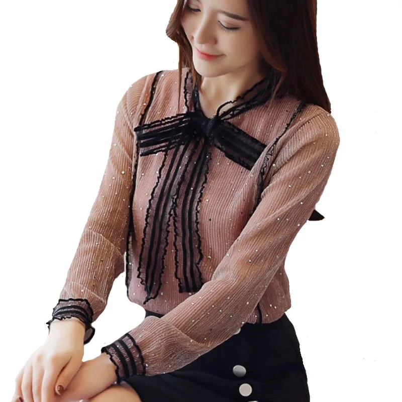 New fashion Women clothing Elegant Office lady blouse Patchwork Bow tie lace Tops Long sleeve shirt blusas mujer DF2449
New fashion Women clothing Elegant Office lady blouse Patchwork Bow tie lace Tops Long sleeve shirt blusas mujer DF2449
