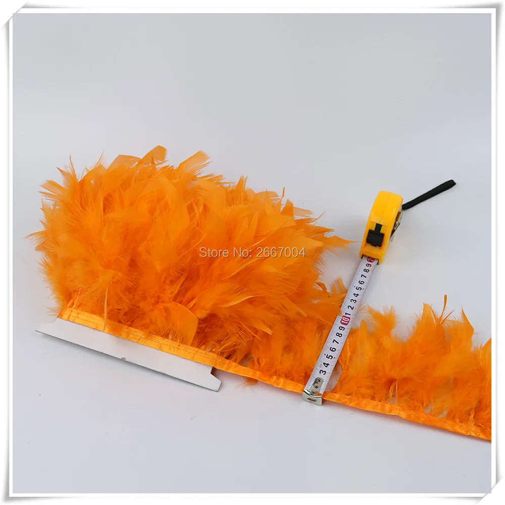 10 orange chandelle turkey feather trims 5