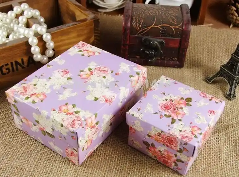 50pcs/lot large full flower favour gift candy boxes holiday