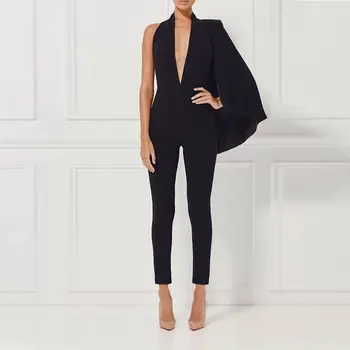 Top Quality One Shoulder Black Jumpsuits Elegant Low Bosom V-Neck Fashion Bodycon Celebrity Party Jumpsuits
Top Quality One Shoulder Black Jumpsuits Elegant Low Bosom V-Neck Fashion Bodycon Celebrity Party Jumpsuits