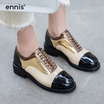 ENNIS 2019 British Oxford Shoes For Women Genuine Leather Brogue Shoe Vintage Black Beige Lace Up Casual Shoes Flat Autumn C9104
ENNIS 2019 British Oxford Shoes For Women Genuine Leather Brogue Shoe Vintage Black Beige Lace Up Casual Shoes Flat Autumn C9104