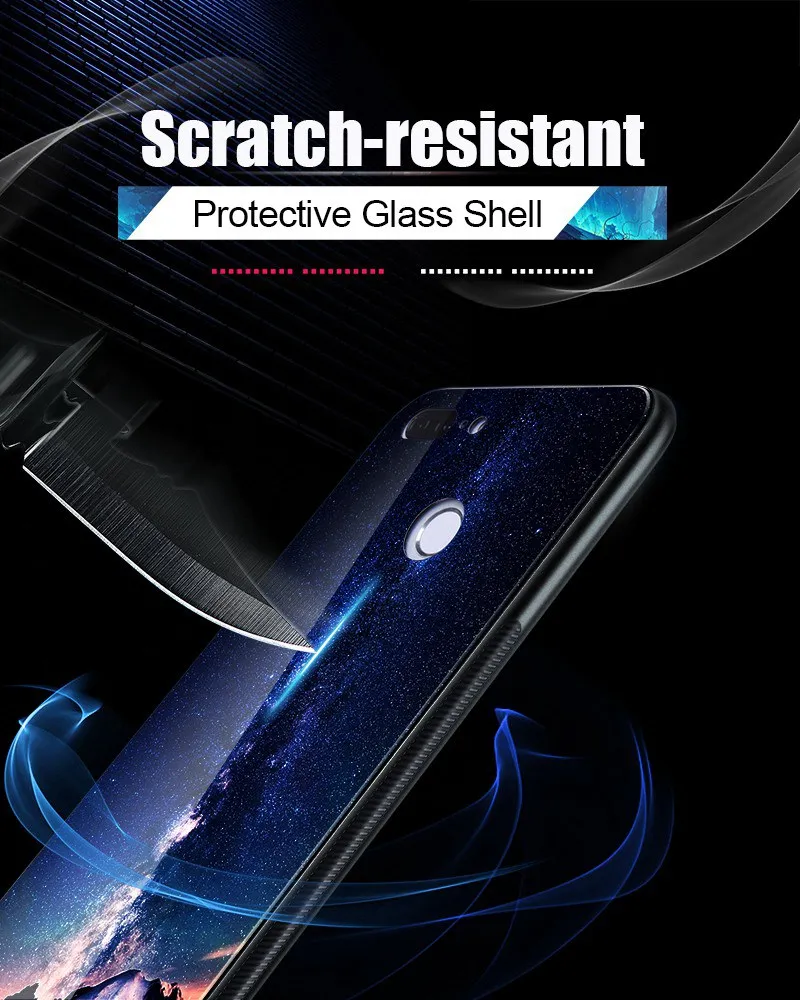 Hisomone Luxury Tempered Glass Case For Huawei Honor 9 Lite 10 Starry Pattern Case For Huawei Mate 10 Lite P20 Lite Pro P Smart