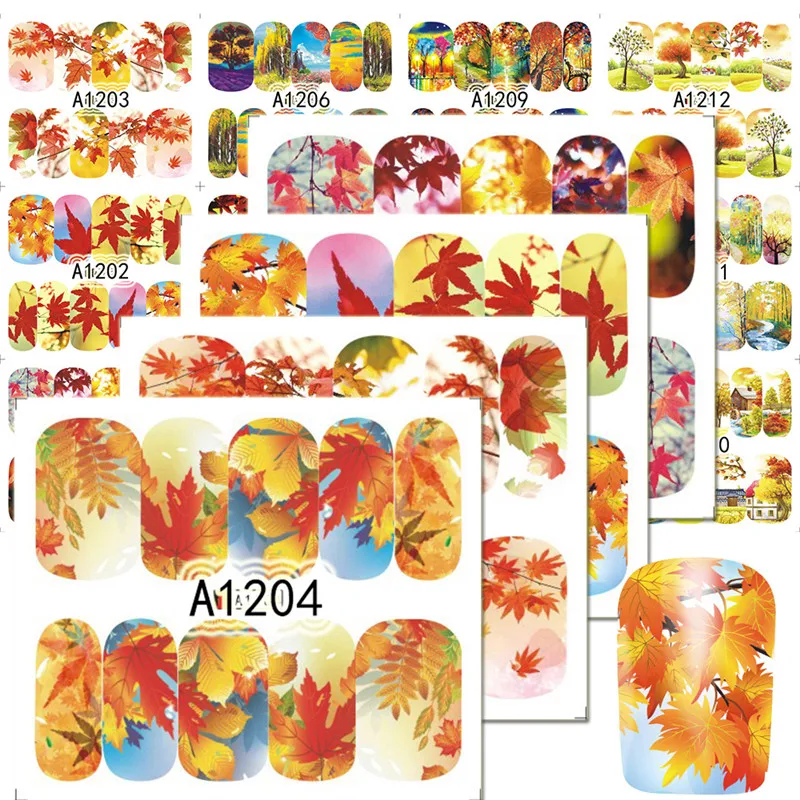 1Sheets NEW Nail Art Water Transfer Stickers Autumn Maple Leaf Mixed Beauty Full Wraps Watermark Manicure Decals LAA1201-1212
1Sheets NEW Nail Art Water Transfer Stickers Autumn Maple Leaf Mixed Beauty Full Wraps Watermark Manicure Decals LAA1201-1212