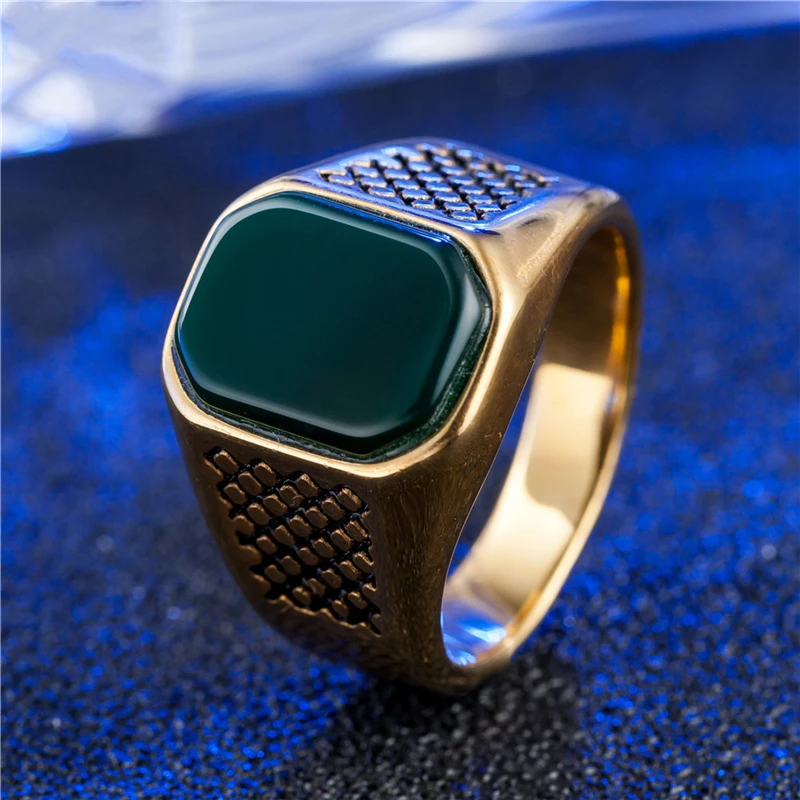 Natural Square Black / Green / Red Onyx Stone Mens Stainless Steel Ring Gold / Silver Color Simple Signet Ring Cool Mens Jewelry
Natural Square Black / Green / Red Onyx Stone Mens Stainless Steel Ring Gold / Silver Color Simple Signet Ring Cool Mens Jewelry