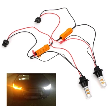 2pcs T20 7440 42-LED 2835 50W Dual-Color Switchback LED DRL Turn Signal Light Kit
2pcs T20 7440 42-LED 2835 50W Dual-Color Switchback LED DRL Turn Signal Light Kit