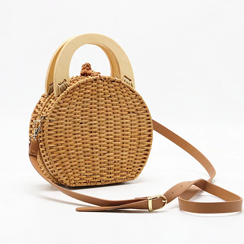 New Fashion Lady Shoulder Bag Hand Woven Wooden Handle Rattan Knit Bag New Shopping Straw Bag Bohemian Style Messenger Bag
New Fashion Lady Shoulder Bag Hand Woven Wooden Handle Rattan Knit Bag New Shopping Straw Bag Bohemian Style Messenger Bag