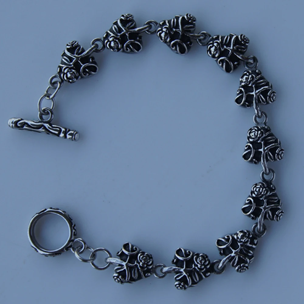 punk cool rose link men/boy's stainless steel chain bracelet men jewelry bracelets bangles