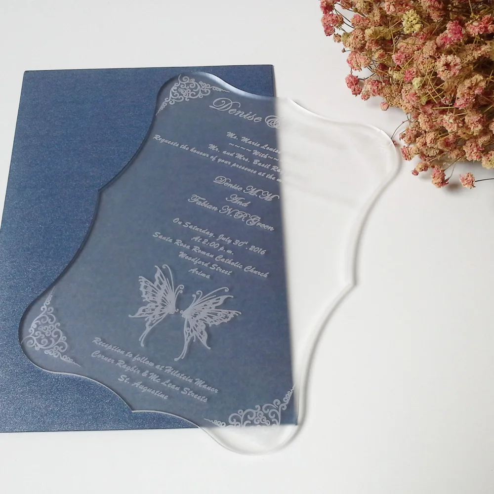 100pcs per lot 5x7inch Frosted Acrylic Wedding Invitation Card with Gold Printing SHIP TO USA ONLY
100pcs per lot 5x7inch Frosted Acrylic Wedding Invitation Card with Gold Printing SHIP TO USA ONLY