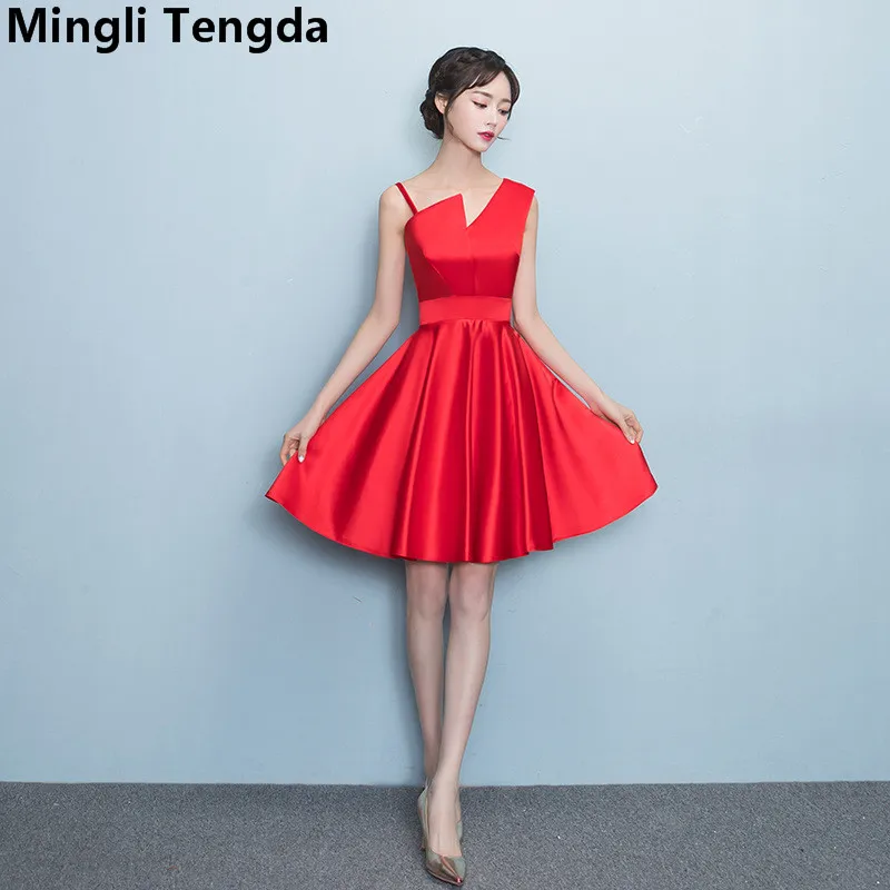 Mingli Tengda V-Neck Bridesmaid Dresses Short Red Satin One Shoulder vestido madrinha casamento longo robe demoiselle d'honneur
Mingli Tengda V-Neck Bridesmaid Dresses Short Red Satin One Shoulder vestido madrinha casamento longo robe demoiselle d'honneur